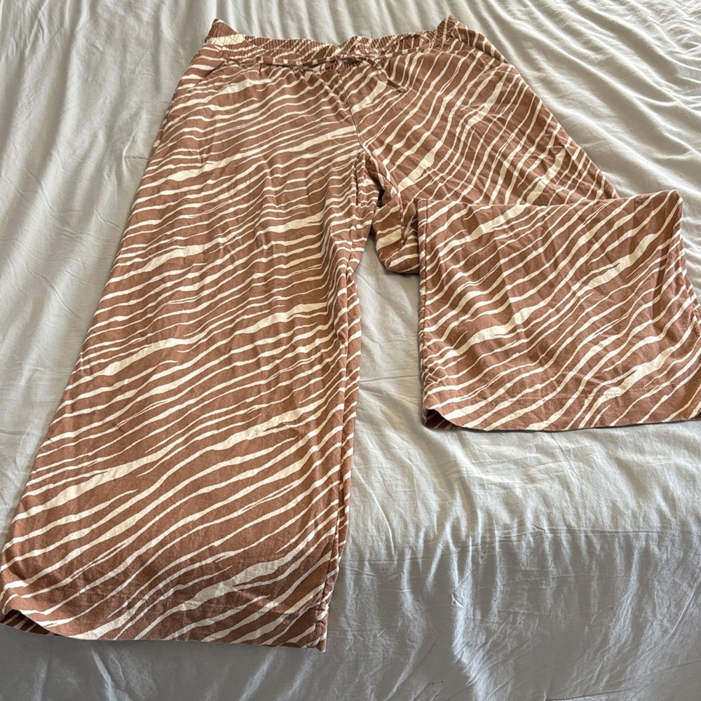 a new day Tan and White Striped Wide Leg Pants